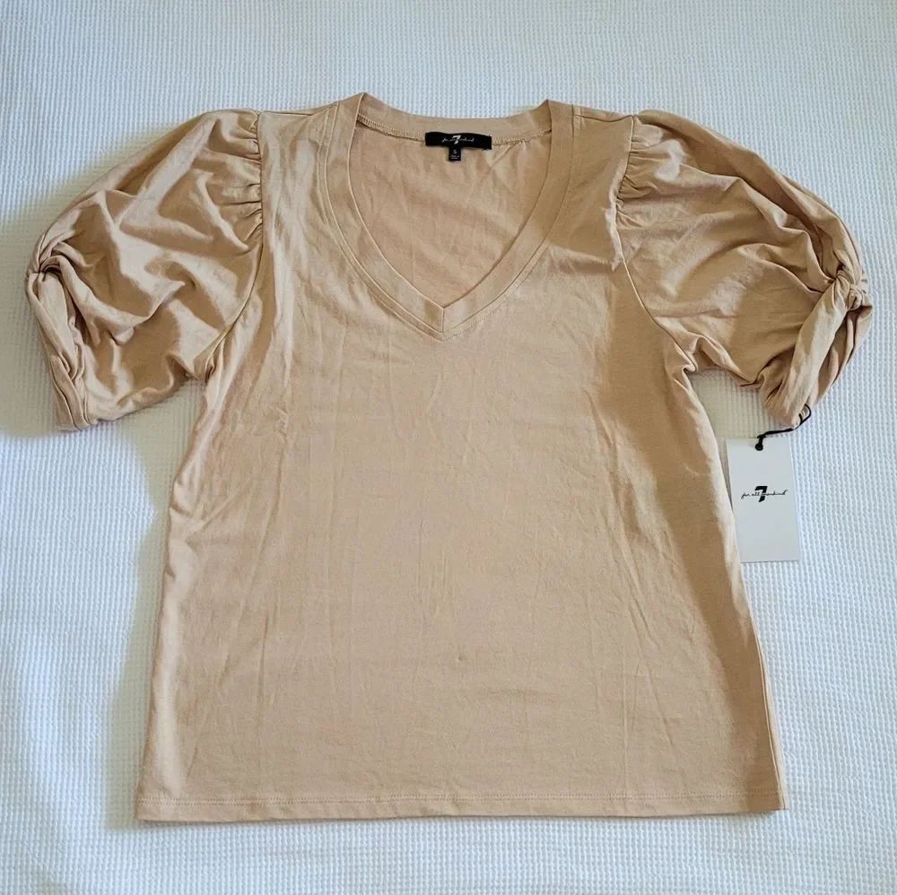 7 For All Mankind Twist➰ Sleeve Top in Golden💛 Wheat🌾 - NWT